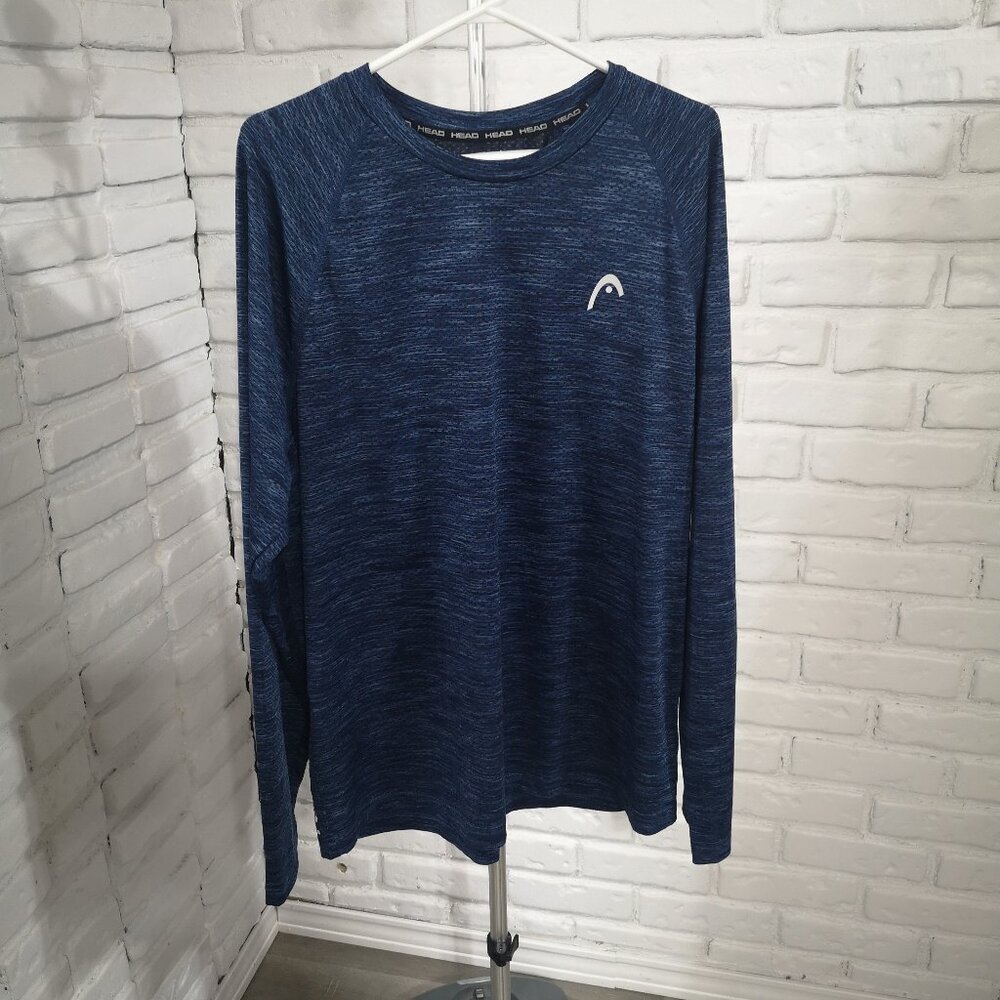 Head Men's Size Large Blue & Black Long Sleeve Lightweight Polo